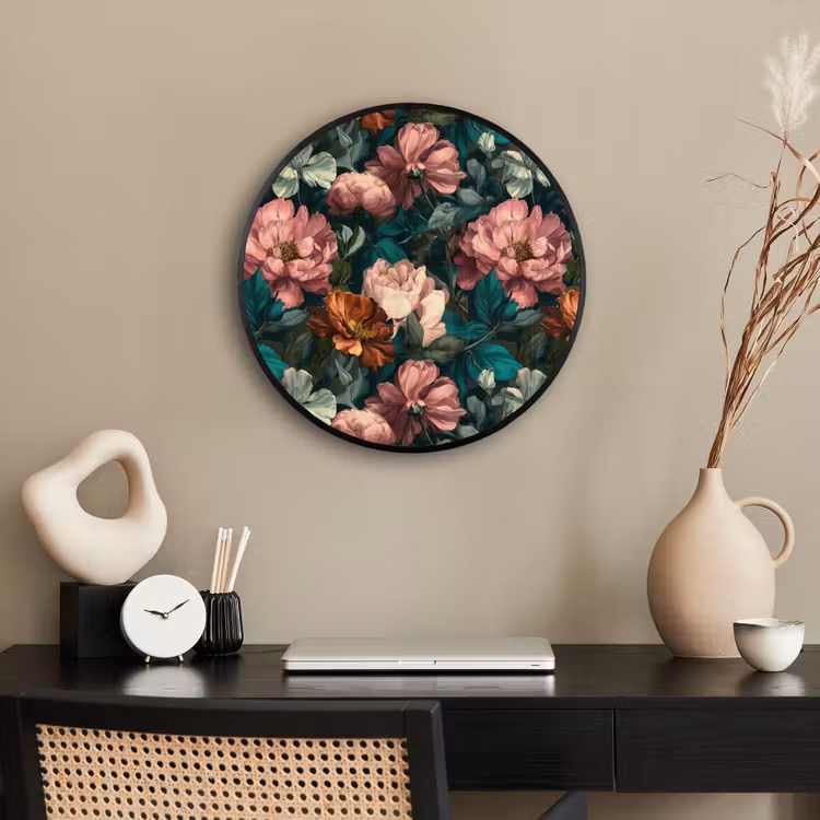 Ronde fotolijst - Bloemen - Schilderachtig - Patroon - Roze — 3