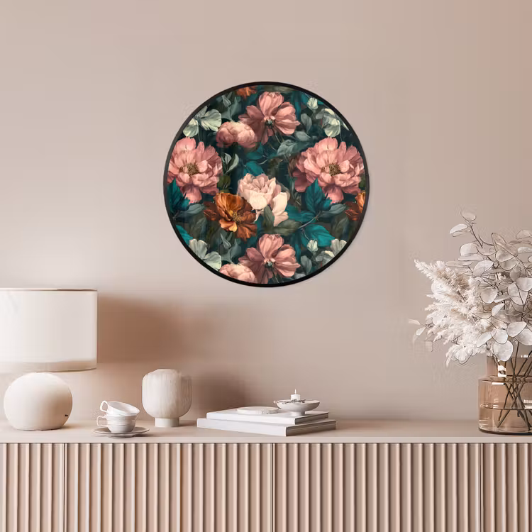 Ronde fotolijst - Bloemen - Schilderachtig - Patroon - Roze — 5