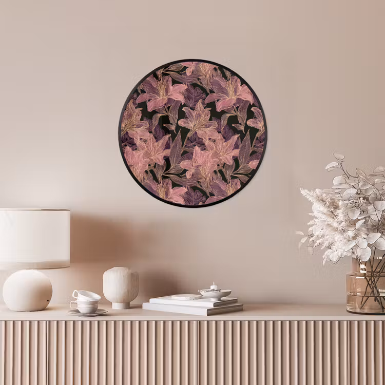 Ronde fotolijst - Lelies - Patroon - Paars - Goud — 5