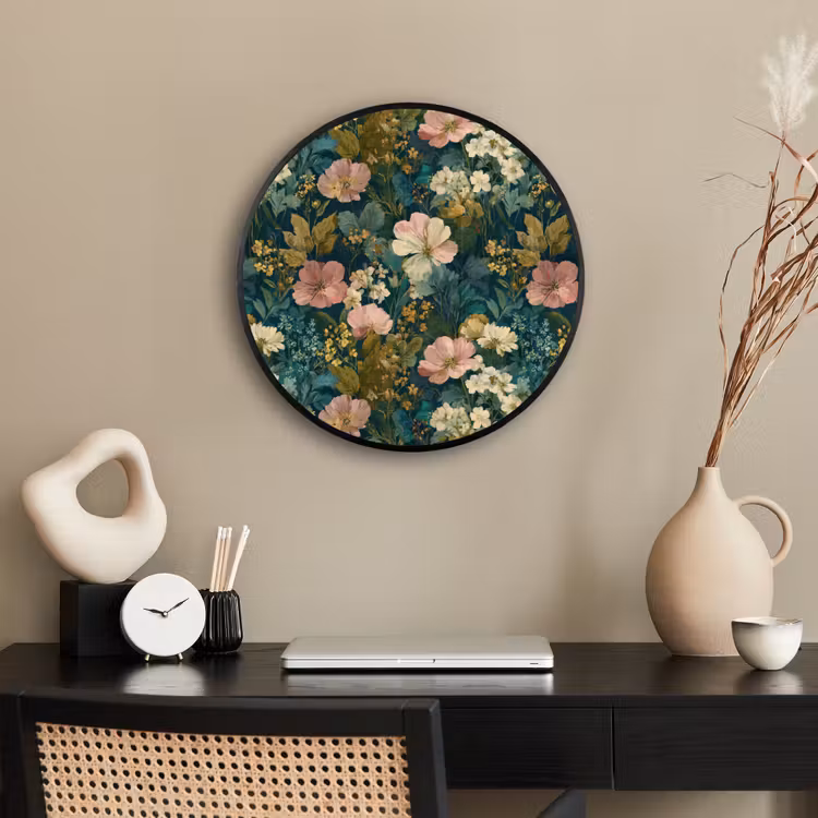Ronde fotolijst - Wilde bloemen - Botanisch - Patroon - Roze - Romantisch — 3