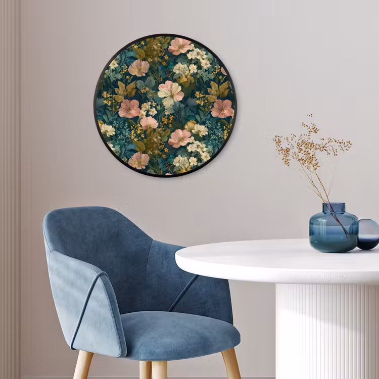 Ronde fotolijst - Wilde bloemen - Botanisch - Patroon - Roze - Romantisch — 4