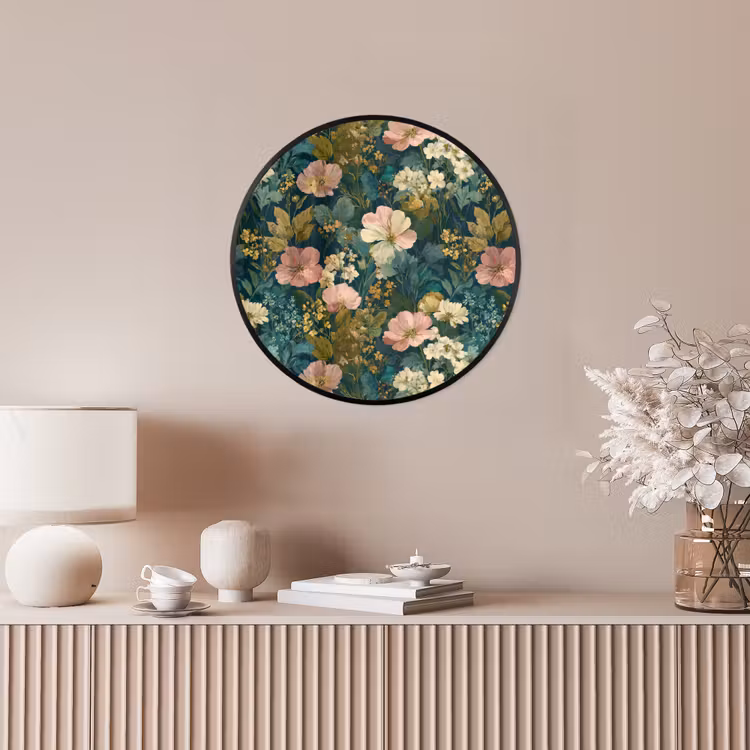 Ronde fotolijst - Wilde bloemen - Botanisch - Patroon - Roze - Romantisch — 5