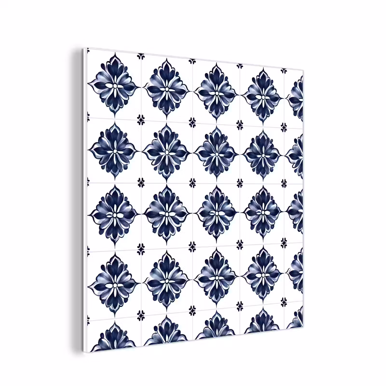 Forex - Tegelmotief - Blauw - Wit - Bloem — 1