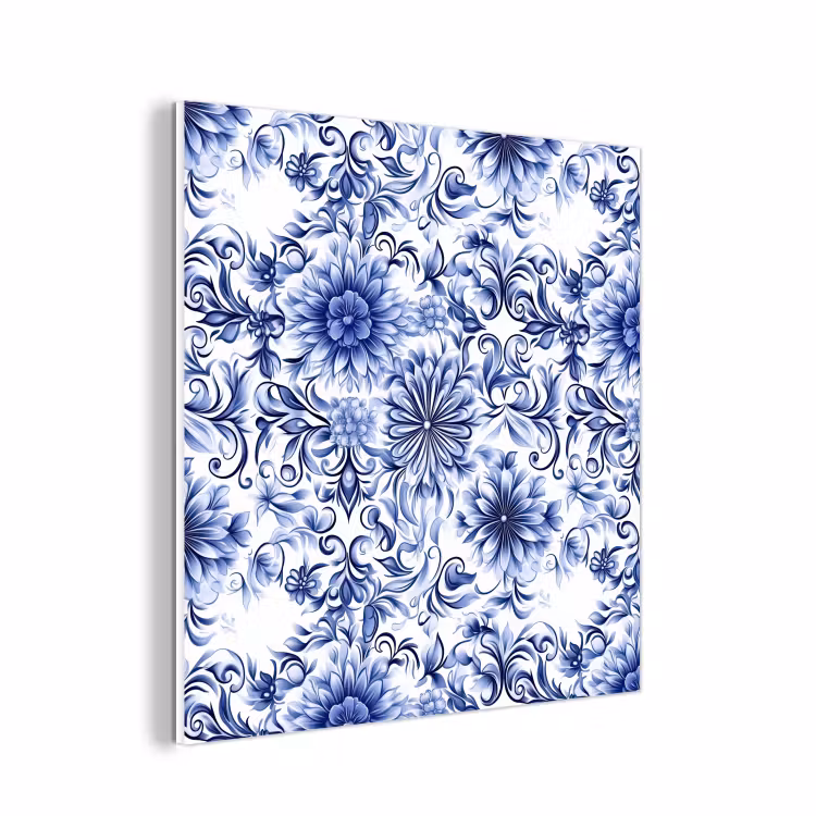 Forex - Bloemen - Blauw - Patroon - Wit — 1