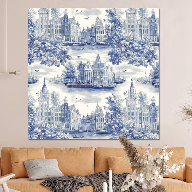 Forex - Huizen - Bomen - Water - Vogels - Blauw — 4