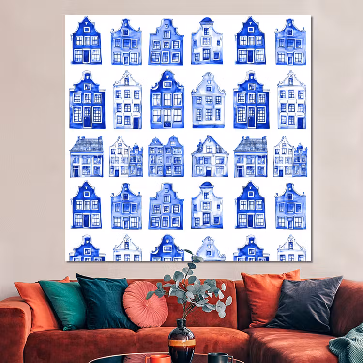 Forex - Patroon - Huizen - Blauw — 3
