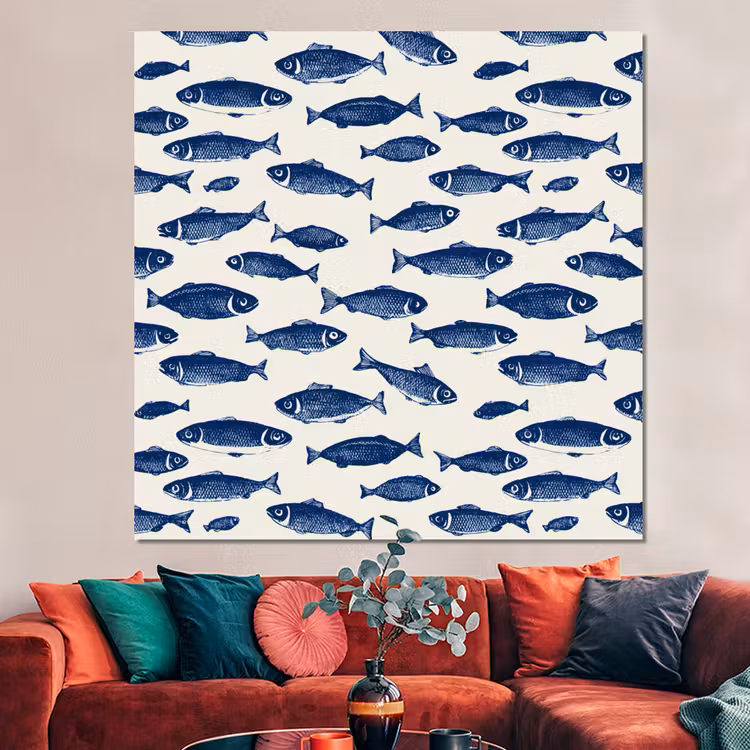 Forex - Vissen - Patroon - Blauw - Wit — 3