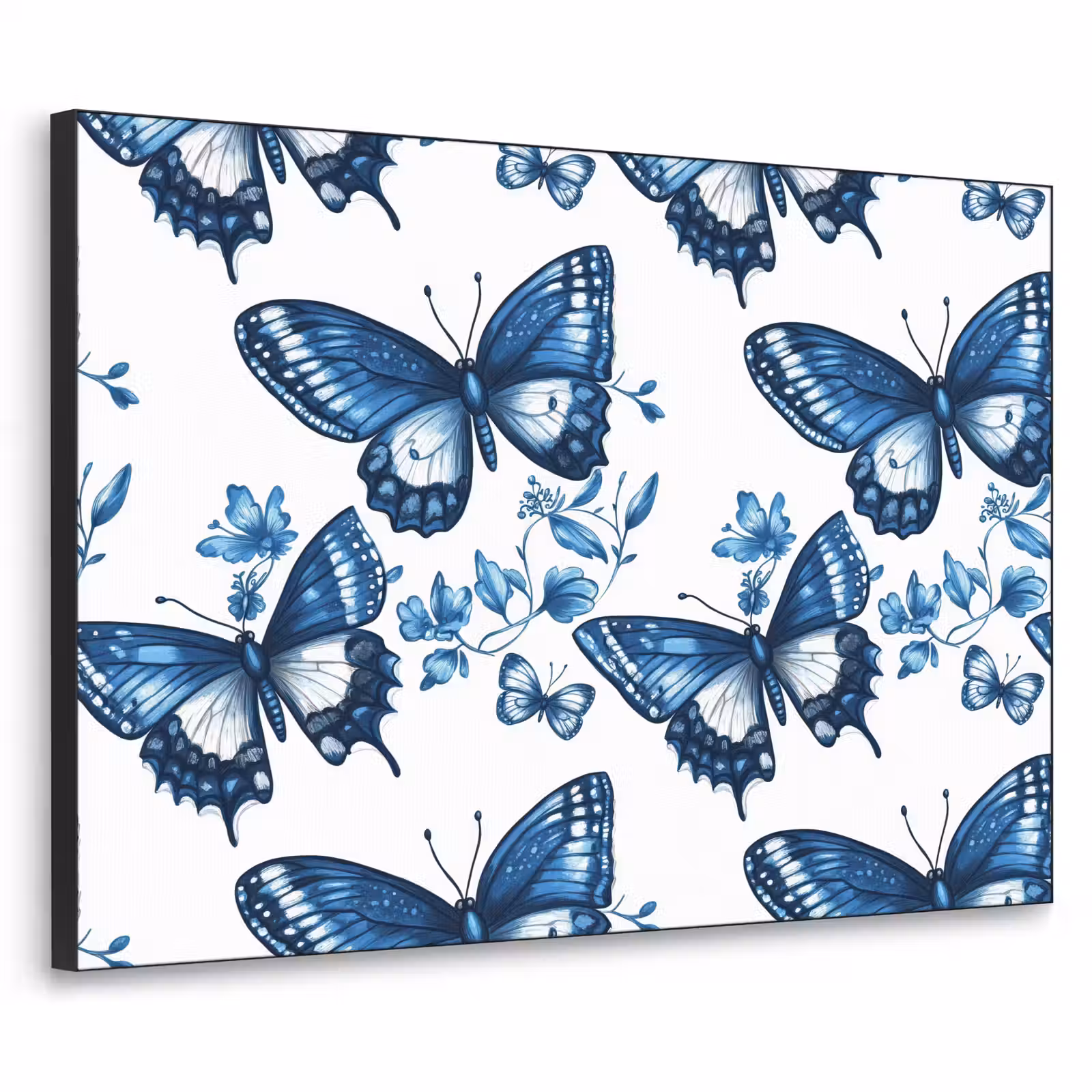 Art Frame - Blauw - Vlinders - Bloemen - Wit — 1