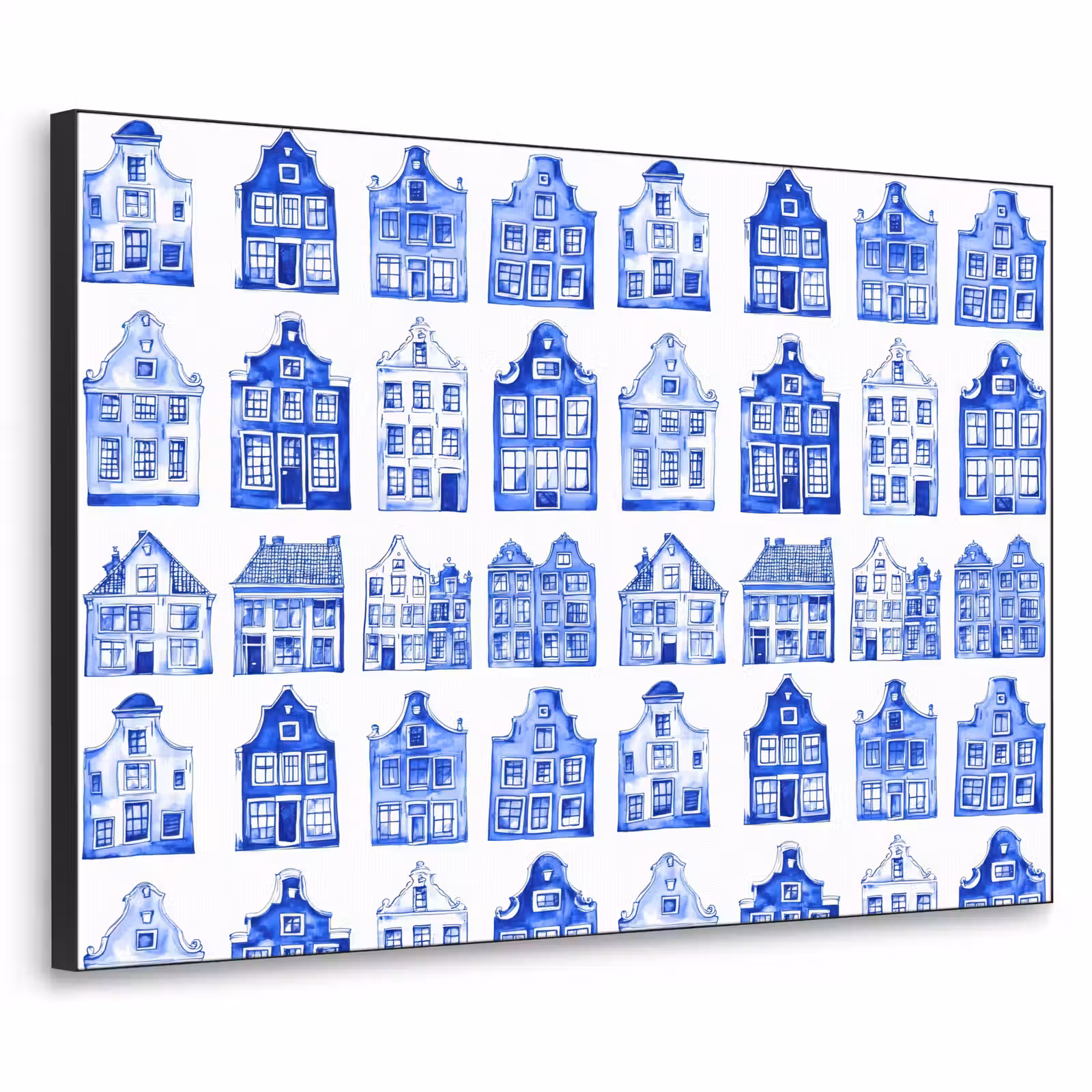 Art Frame - Patroon - Huizen - Blauw — 1