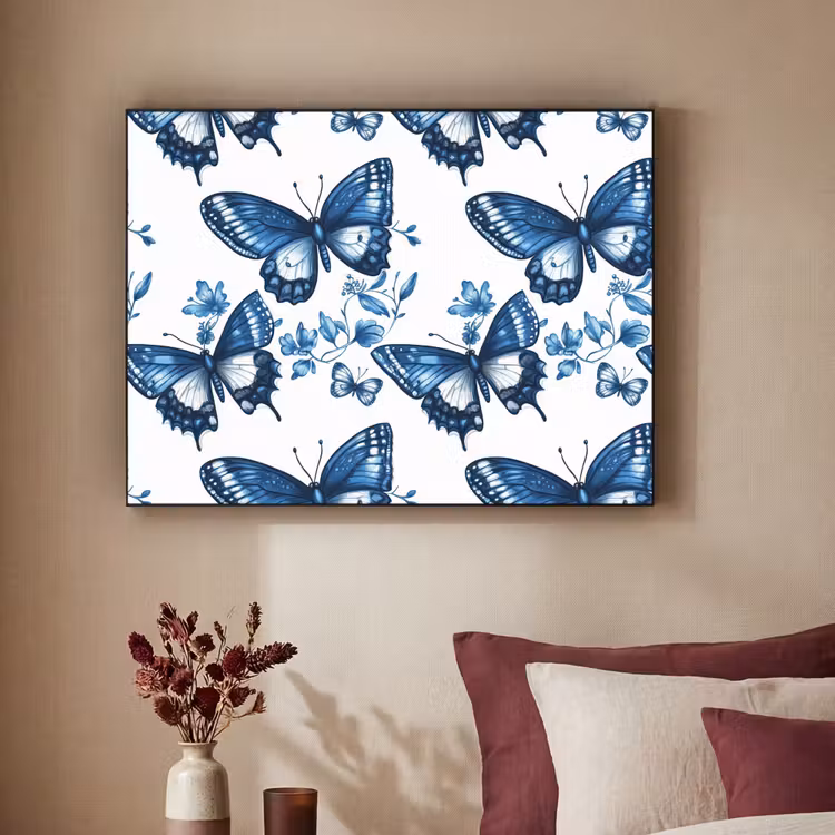 Art Frame - Blauw - Vlinders - Bloemen - Wit — 3