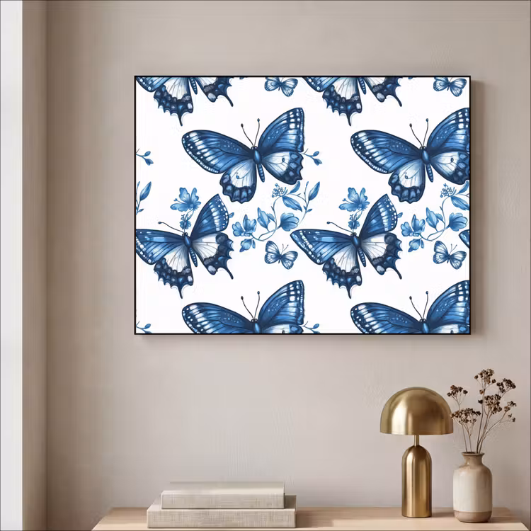 Art Frame - Blauw - Vlinders - Bloemen - Wit — 5