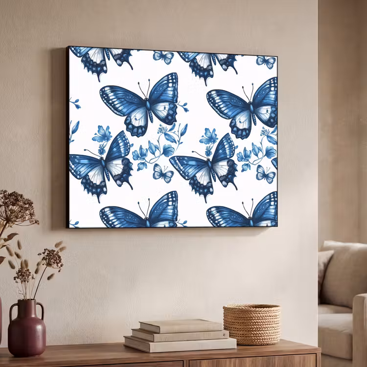 Art Frame - Blauw - Vlinders - Bloemen - Wit — 7