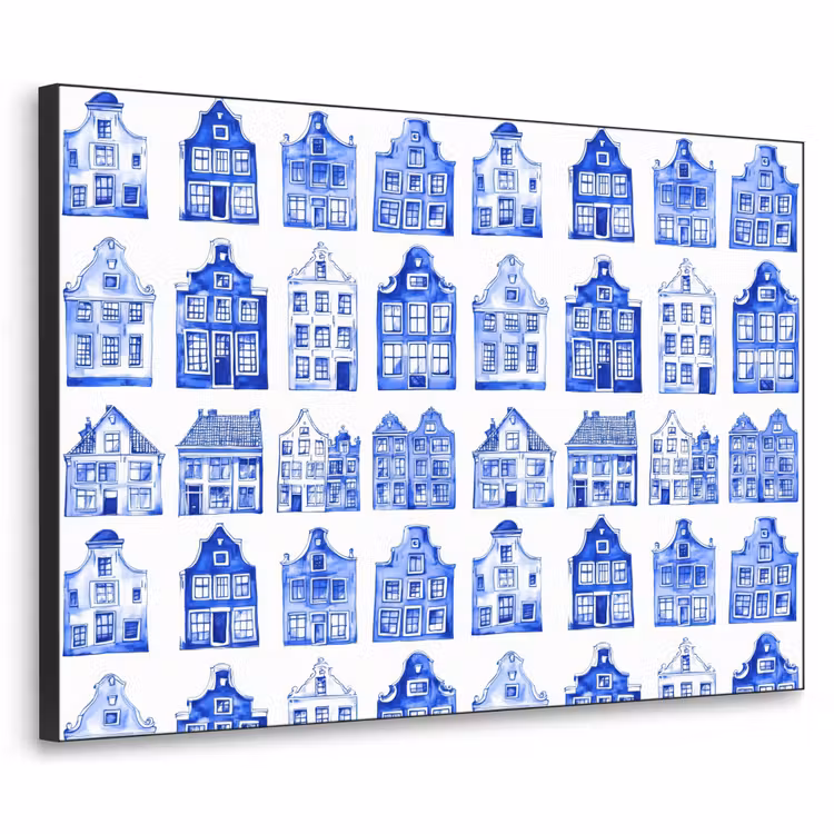 Art Frame - Patroon - Huizen - Blauw — 1