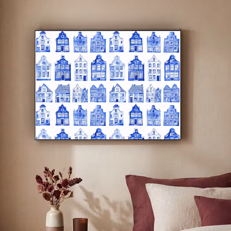 Art Frame - Patroon - Huizen - Blauw — 3