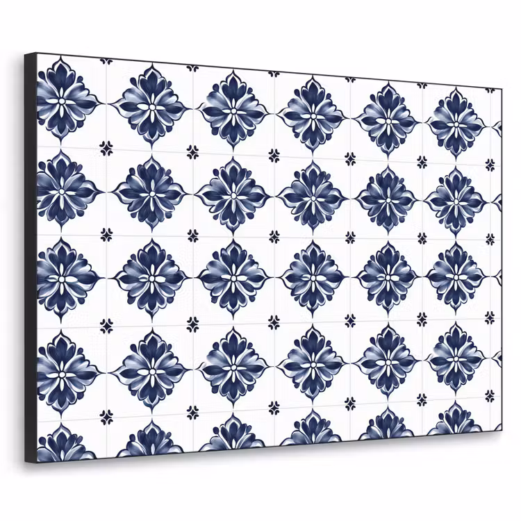 Art Frame - Tegelmotief - Blauw - Wit - Bloem — 1