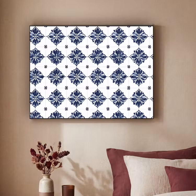 Art Frame - Tegelmotief - Blauw - Wit - Bloem — 3