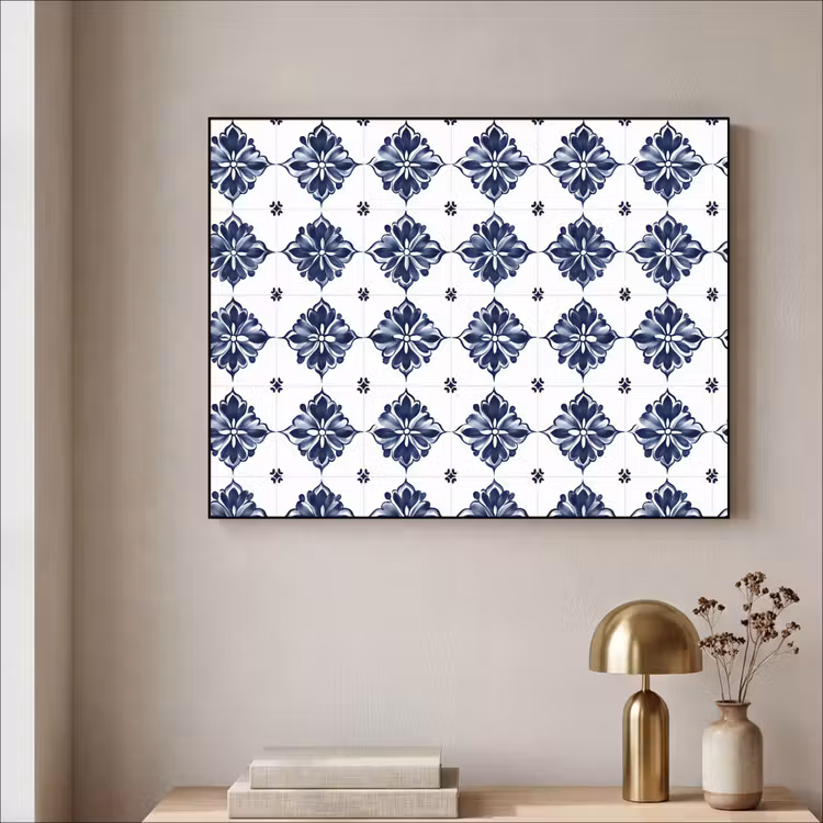 Art Frame - Tegelmotief - Blauw - Wit - Bloem — 5