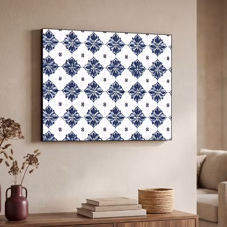 Art Frame - Tegelmotief - Blauw - Wit - Bloem — 7