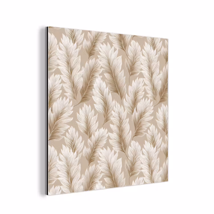 Aluminium schilderij - Botanisch - Patroon - Beige