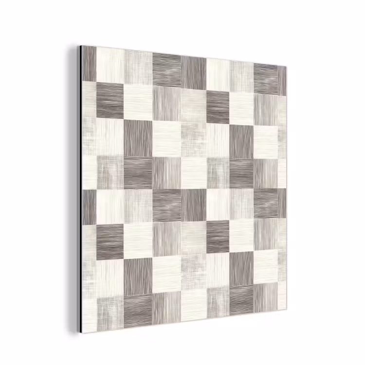 Aluminium schilderij - Patroon - Dambord - Houtnerf