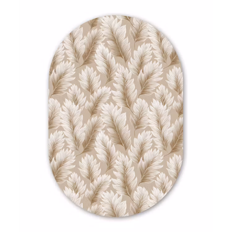 Muurovaal aluminium - Botanisch - Patroon - Beige