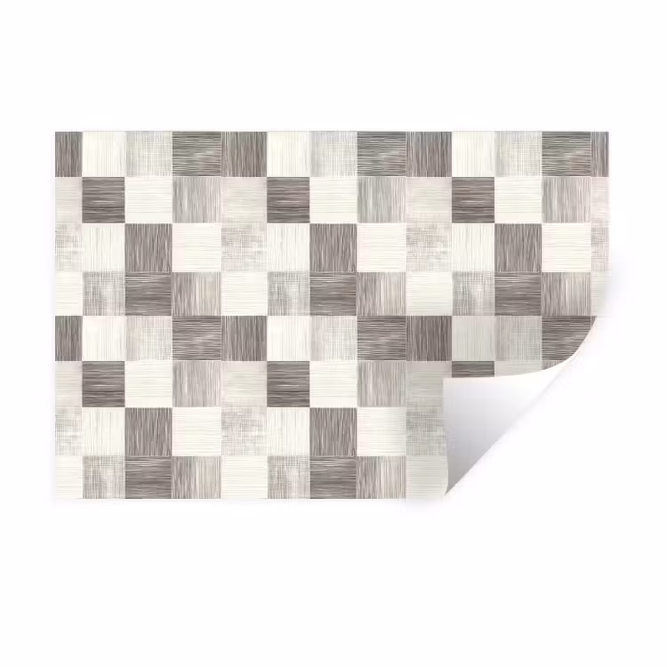 Muursticker - Patroon - Dambord - Houtnerf