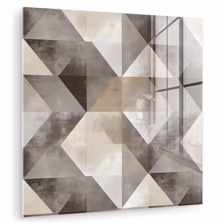Glas schilderij - Geometrisch - Motief - Aardetinten