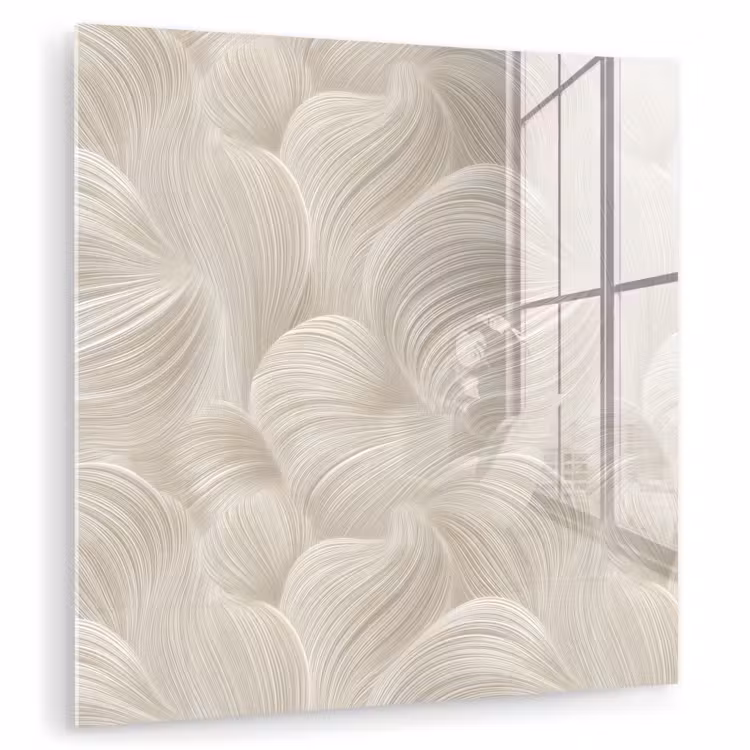 Glas schilderij - Lijnen - Waaier - Beige