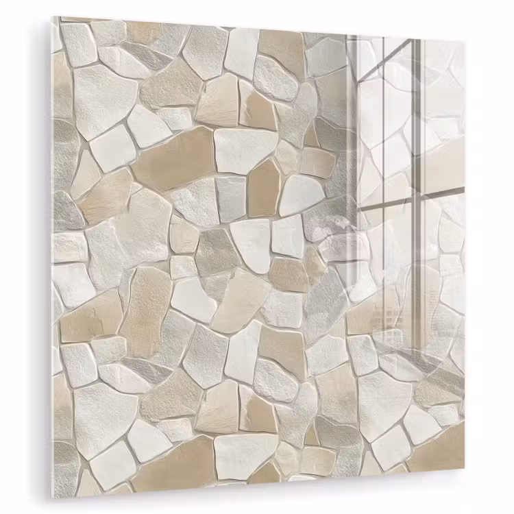 Glas schilderij - Mozaïek - Stenen - Beige