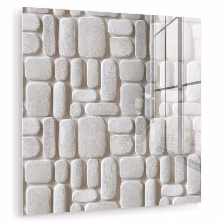 Glas schilderij - Reliëf - Structuur - Wit