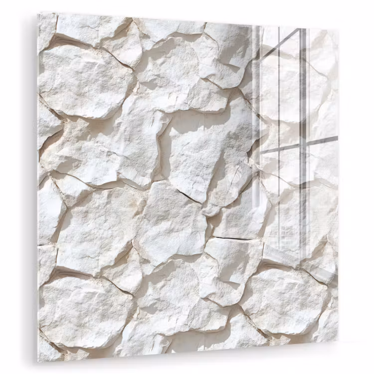 Glas schilderij - Structuur - Rots - Wit
