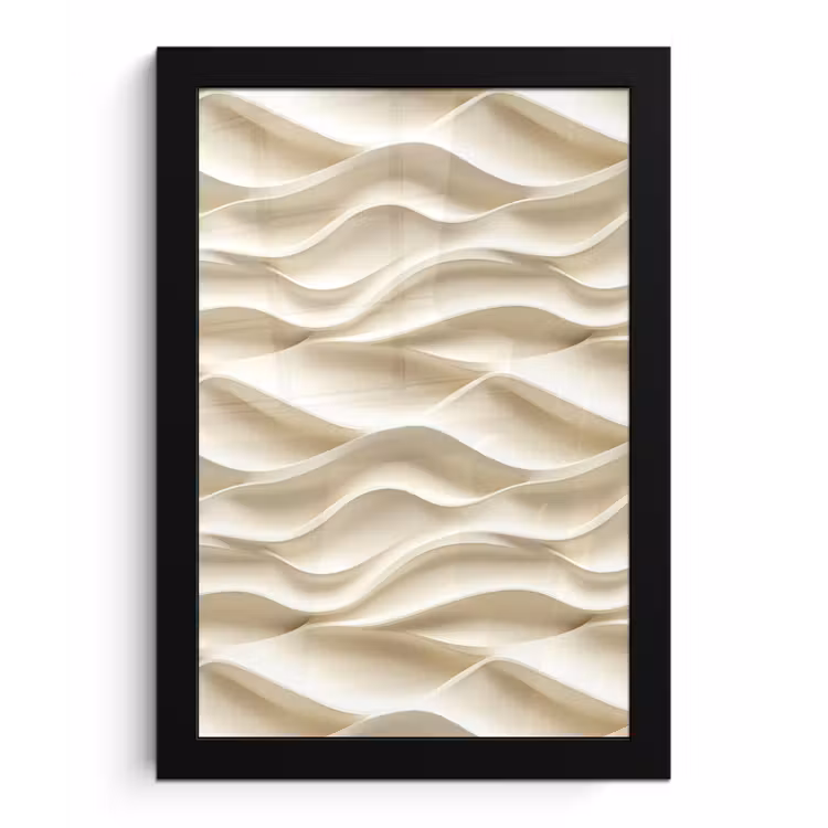 Poster met lijst - Lijnen - Golvend - Crème