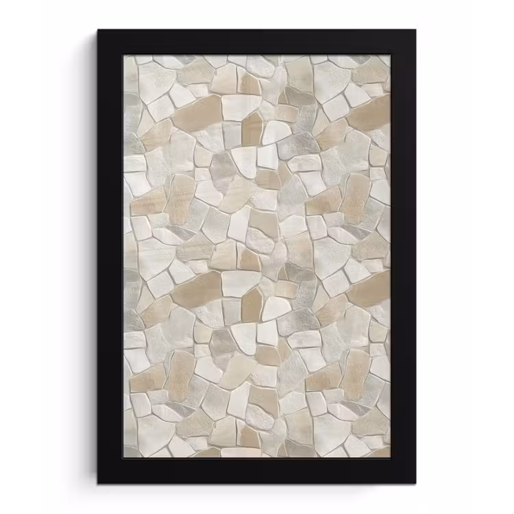Poster met lijst - Mozaïek - Stenen - Beige