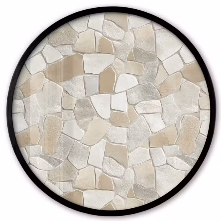 Ronde fotolijst - Mozaïek - Stenen - Beige
