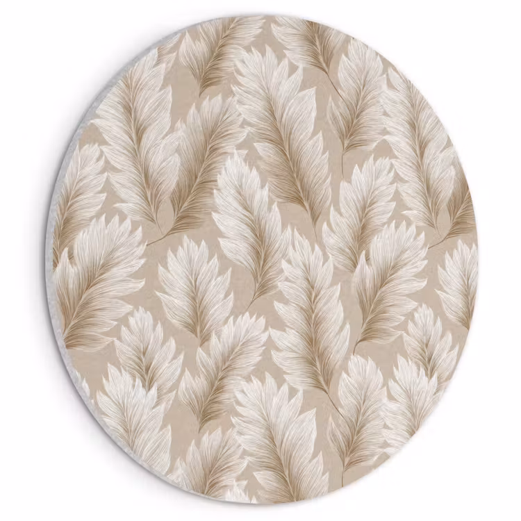 Akoestisch schilderij rond - Botanisch - Patroon - Beige