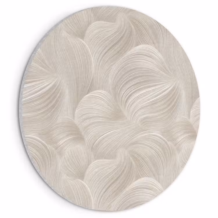 Akoestisch schilderij rond - Lijnen - Waaier - Beige