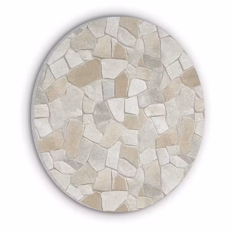 Akoestisch schilderij rond - Mozaïek - Stenen - Beige
