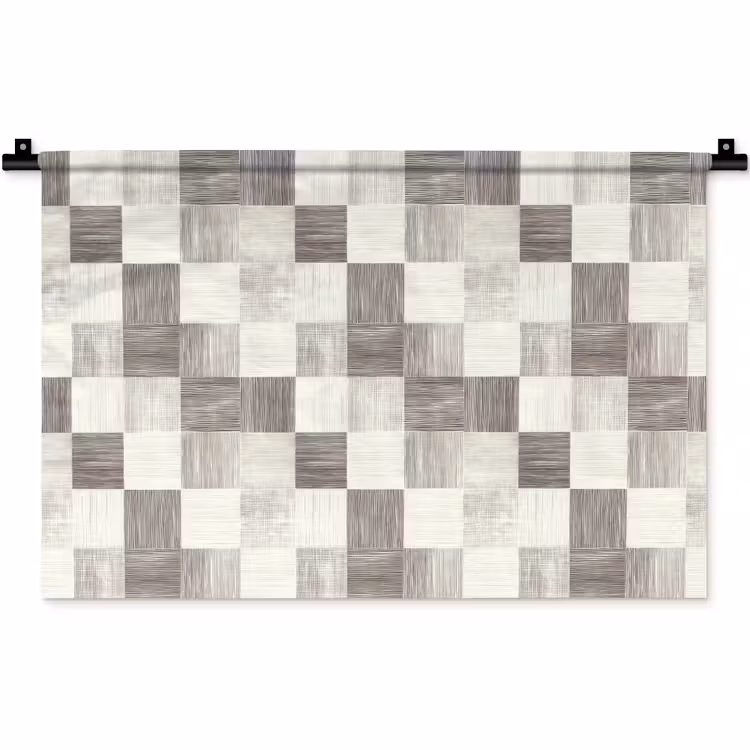 Wandkleed - Patroon - Dambord - Houtnerf