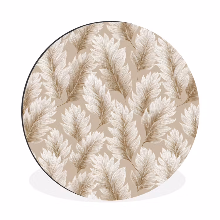 Wandcirkel - Aluminium - Botanisch - Patroon - Beige