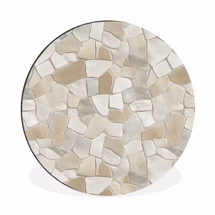 Wandcirkel - Aluminium - Mozaïek - Stenen - Beige