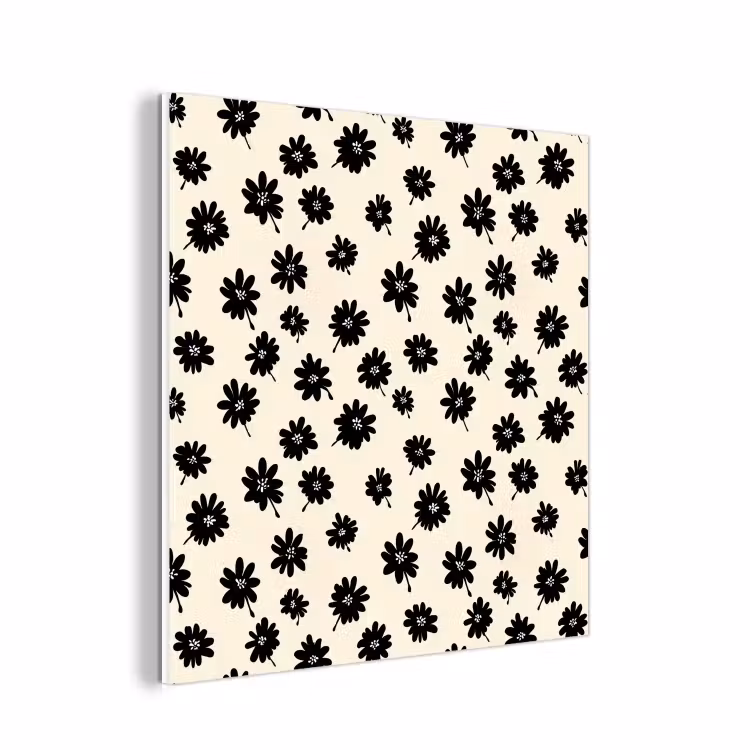 Forex - Madeliefjes - Grafisch - Zwart - Beige — 1