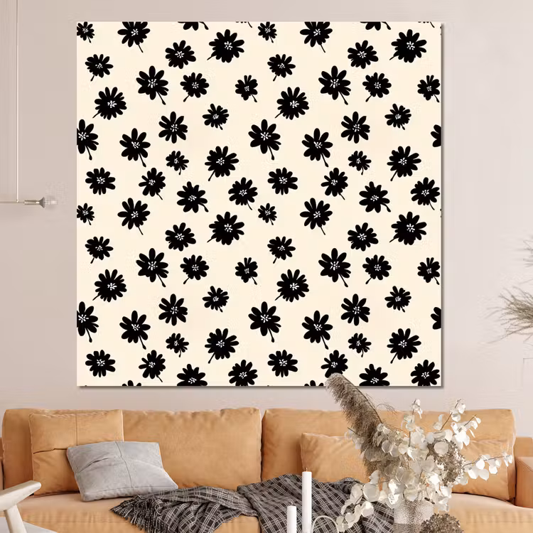 Forex - Madeliefjes - Grafisch - Zwart - Beige — 4