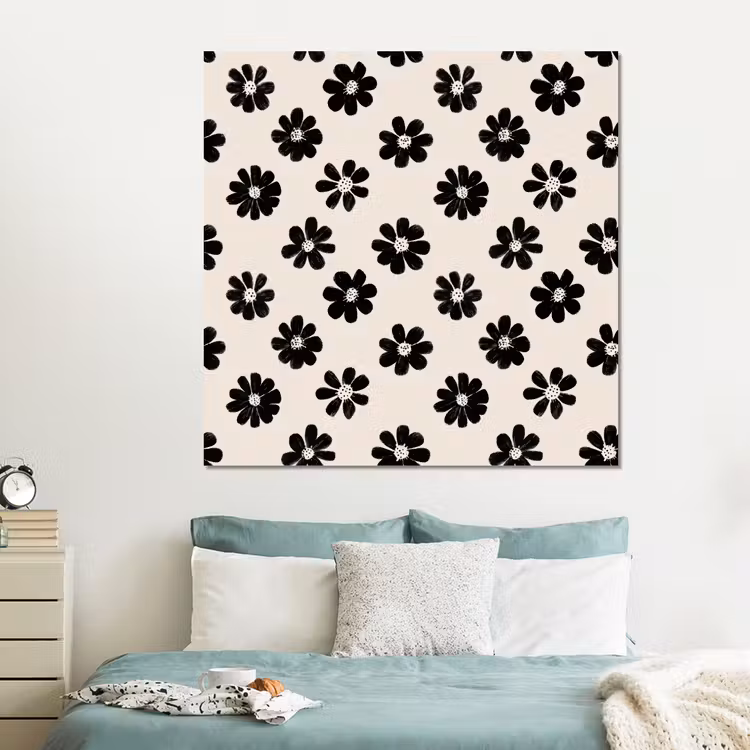 Forex - Grafisch - Madeliefjes - Zwart - Beige — 2