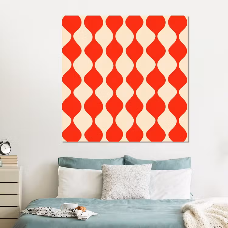 Forex - Golvend patroon - Retro - Rood - Beige — 2