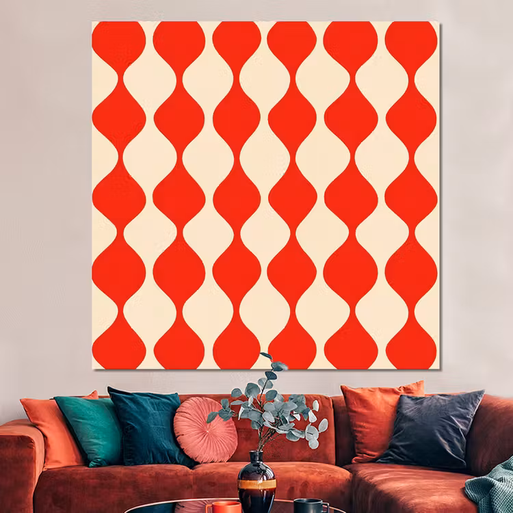 Forex - Golvend patroon - Retro - Rood - Beige — 3