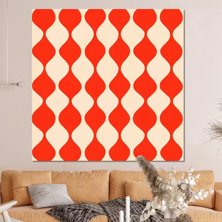 Forex - Golvend patroon - Retro - Rood - Beige — 4