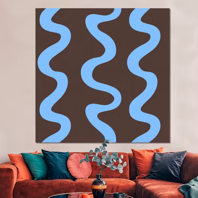 Forex - Kronkelende lijnen - Blauw - Bruin - Minimalistisch — 3