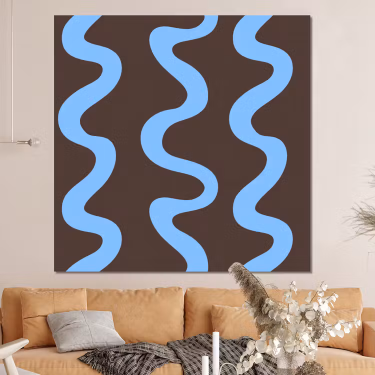 Forex - Kronkelende lijnen - Blauw - Bruin - Minimalistisch — 4