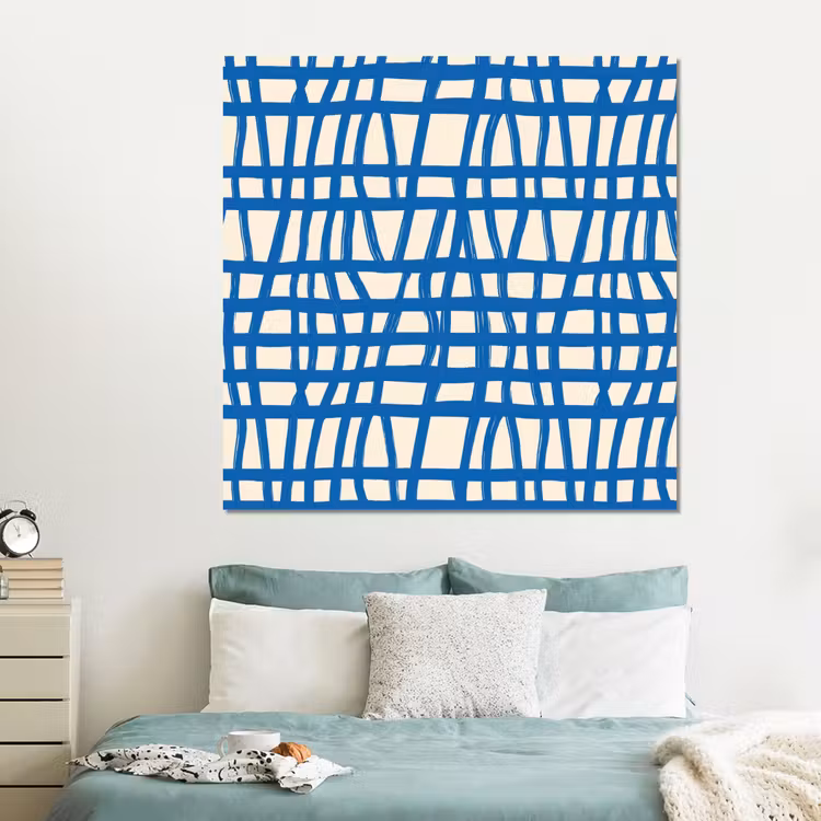 Forex - Ruitpatroon - Blauw - Crème — 2