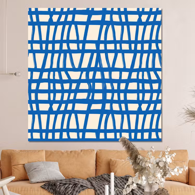 Forex - Ruitpatroon - Blauw - Crème — 4